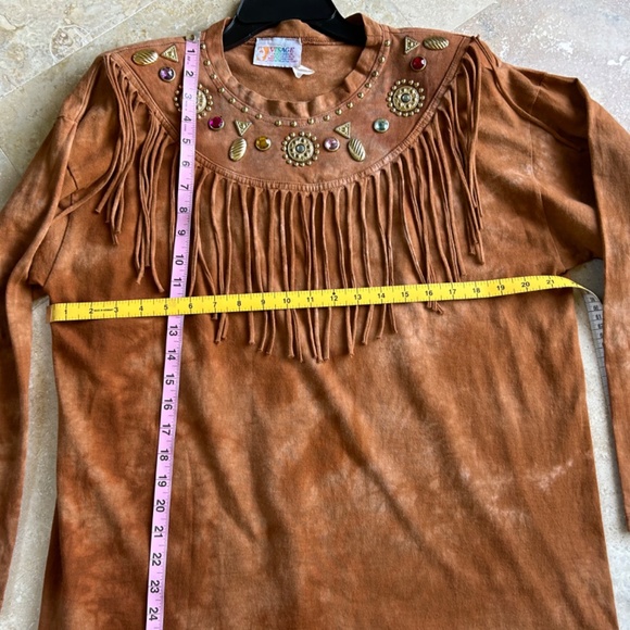 Visage Ladies Fashion  Dye Brown Cotton,Beaded and Fringed at top, with Pants - Picture 5 of 16